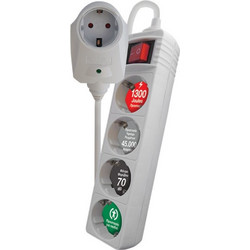 CRYSTAL AUDIO CP-4+1w Πολύπριζο Προστασίας Schuko 4+1 Θέσεων 1300j Λευκό