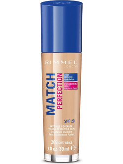 Rimmel Match Perfection 200 Soft Beige Liquid Foundation SPF20 30ml