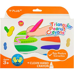Y-PLUS ΚΗΡΟΜΠΟΓΙΕΣ TRIANGULAR PEANUT CRAYONS CLEAN HANDS 24ΤΕΜ. 220300