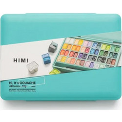 HIMI Twin Cup Gouache Σετ 48 Χρωμάτων με 3 Πινέλα & Παλέτα Ανάμιξης (Green Case)