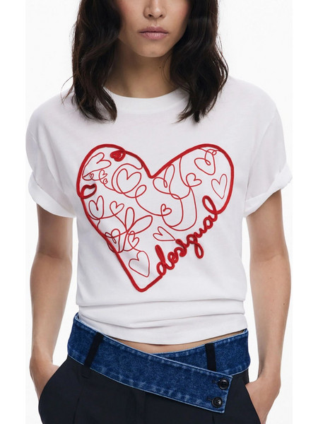 DESIGUAL WOMEN'S SHORT-SLEEVE T-SHIRT WHITE Λευκό