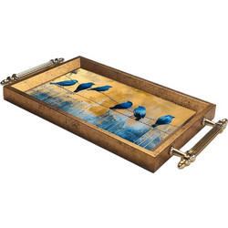 Δίσκος Σερβιρίσματος 903SRV1144 34x18x2cm Blue-Gold Aberto Design Γυαλί