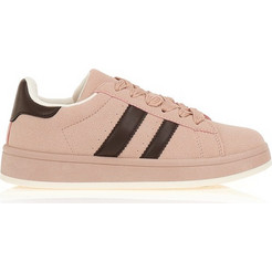 Sneakers ροζ σουέτ με καφέ λωρίδες