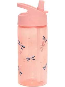 Petit Monkey Dragon Flies Παιδικό Μπουκάλι Πλαστικό BPA Free με Καλαμάκι Ροζ 380ml