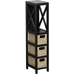 Έπιπλο MDF με 1 Ράφι και 3 Συρτάρια Μαύρο 17x24x82cm MRShome DS-1233000