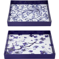 Artekko Artekko Tray Πλαστικοί Δίσκοι Σερβιρίσματος σε Λευκό με Μπλε (35.5x35.5x3.8)cm 2pcs AV48724