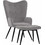 HomeMarkt Μπερζέρα με Υποπόδιο Βελούδινη Γκρι Crawley HM8918.01