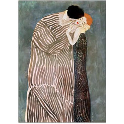 Poster The Kiss 50 x 70 με κορνίζα Indian Teal/High-quality 265g art paper