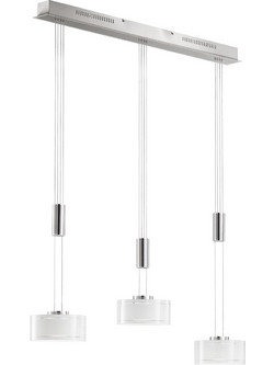 Fischer Honsel Κρεμαστό Φωτιστικό Οροφής Τρίφωτο LED Ασημί 60449