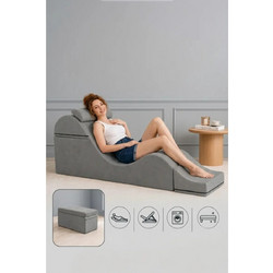 Stewe Home Πολυθρόνα Υφασμάτινες Γκρι 180x50
