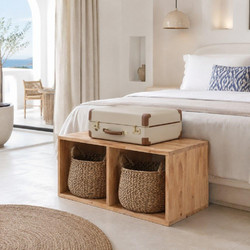 Ξύλινο παγκάκι με 2 θέσεις αποθήκευσης Nextdeco Natural Υ39x40x80εκ