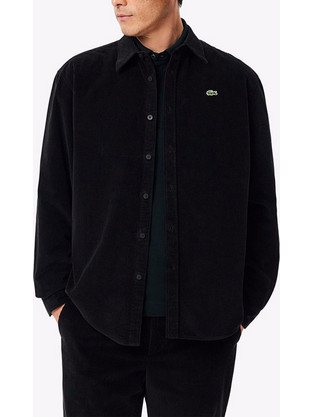 Lacoste Ανδρικό Πουκάμισο Βαμβακερό Μακρυμάνικο Slim Fit Μαύρο CH8821-031