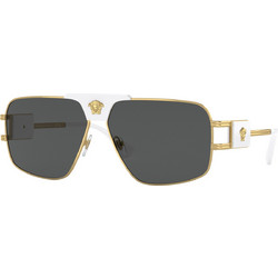 Versace VE2251 1471/87 Γυναικεία Γυαλιά Ηλίου Τετράγωνα Μεταλλικά Λευκά με Μαύρο Polarized Φακό