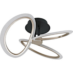 POWERTECH LED φωτιστικό οροφής HLL-0206, 40W, 4000K, Φ53x26cm, οπάλ χρυσό/μαύρο