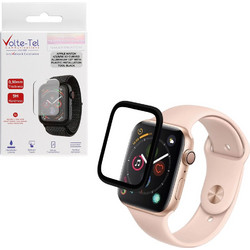 VOLTE-TEL TEMPERED GLASS APPLE WATCH 4/5/6/SE 40mm 3D CURVED ALUMINIUM 1.57" 0.30mm FULL COVER & INSTALLATION TOOL BLACK