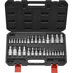 VEVOR Hex Bit Socket Set, 32 Piece, S2 Alloy Steel and Cr-V Steel, Standard SAE and Metric, 1/4 in, 3/8 in, and 1/2 in Drives, with Enhanced Storage Case, Allen Socket Set for Mechanics, Auto Repair