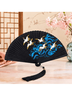 Βεντάλια Bamboo Μαύρη Swan 18εκ