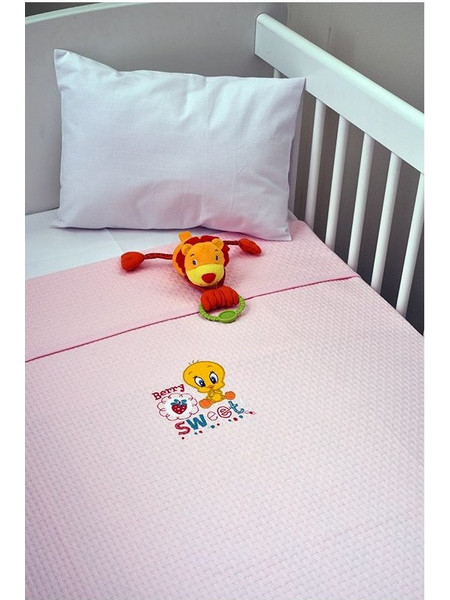 Baby Oliver Des 26 Looney Tunes Κουβέρτα Κούνιας Πικέ 110x140 Ροζ