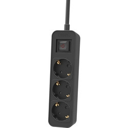 Philips CHP2134B/GRS Πολύπριζο 3 Θέσεων με Διακόπτη & Παιδική Προστασία, Καλώδιο 1,5 m (Μαύρο)