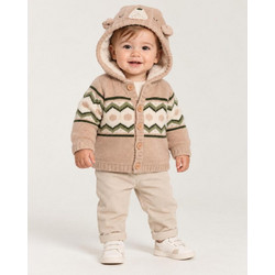 Ζακέτα μπεμπέ πλεκτή αγόρι Boboli-224110-7441-Beige