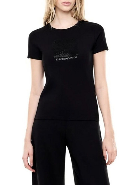EMPORIO ARMANI WOMEN T-SHIRT TRAIN LOGO SERIES BLACK