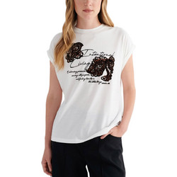 Attrattivo γυναικείο t-shirt με λαχούρια και κέντημα 9923939-1