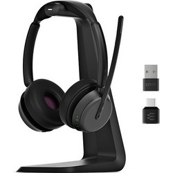 EPOS Impact 1000 MS On-Ear Ακουστικά Bluetooth με μικρόφωνο, ANC, USB-C και βάση ασύρματης φόρτισης