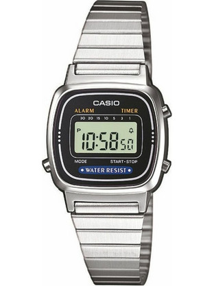 Casio Ψηφιακό Γυναικείο Ρολόι Χρονογράφος με Ασημί Μεταλλικό Μπρασελέ LA670WEA-1EF