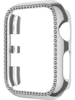 Θήκη Προστασία Luxury Diamond PC + Tempered Glass Sonique για Apple Watch 1/2/3 38 mm Ασημί