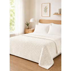 Κουβέρτα Fleece NESTIQ ECRU MADI υπέρδιπλη: 220 x 240 εκ