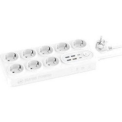 Moxom Πολύπριζο Ασφαλείας με USB-A, 2 USB-C, Διακόπτη και Καλώδιο 2m MX-ST22 - Λευκό