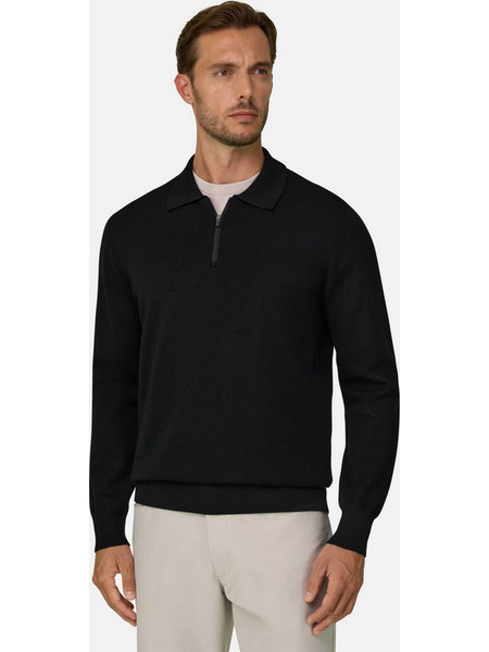Boggi Milano Ανδρική Μπλούζα Polo Μακρυμάνικη Μαύρη BO26A089101