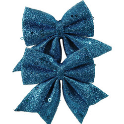 LianosXmas Μπλέ Χριστουγεννιάτικος Φιόγκος 12cm ,Σέτ/2 155229