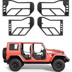 Πόρτες σωλήνων VEVOR Jeep, 4-πορτες, Συμβατές με Jeep Wrangler JK Unlimited 2007-2018, Πόρτες μισού σωλήνα από κράμα χάλυβα για εκτός δρόμου με τσάντα αποθήκευσης, λαστιχένια μαξιλάρια, βαρέως τύπου μ