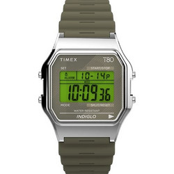 Timex T80 Ψηφιακό Ανδρικό Ρολόι Χρονογράφος με Γκρι Καουτσούκ Λουράκι TW2V41100