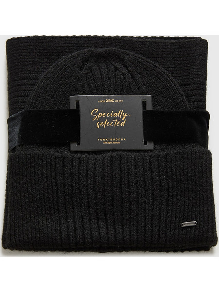 Funky Buddha Ανδρικό Κασκόλ Και Σκούφος (FBM014-092-10-BLACK) Μαύρο