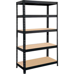 ΡΑΦΙΕΡΑ ΜΕΤΑΛΛΙΚΗ 120x40x180cm ΜΑΥΡΗ, 210kg 5 ΡΑΦΙΑ MDF
