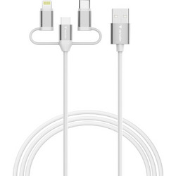 Verbatim 3-σε-1 Καλώδιο USB-A σε Micro-B, USB-C & Lightning 480Mbps 18W 100cm Λευκό | 32394
