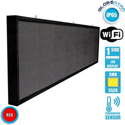 GLOBOSTAR DISPLAY Κυλιόμενη Ψηφιακή Επιγραφή P10 Μονής Όψης LED AC 220-240V Αδιάβροχο IP65 Κόκκινο - WiFi Control μέσω FK APP, 800W, Μ264 x Π9 x Υ72cm
