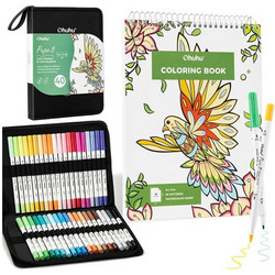 Ohuhu Pupe B - Σετ 40 Μαρκαδόρων με Βάση το νερό & Coloring Book