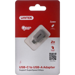 Unitek A1025GNI Μετατροπέας USB-C male σε USB-A female Ασημί