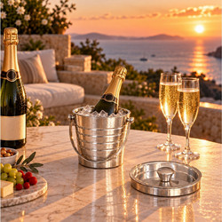 ΑΞΕΣΟΥΆΡ ΚΡΑΣΙΟΎ ICE BUCKET. STAINLESS STEEL. DOUBLE WALL WITH LID