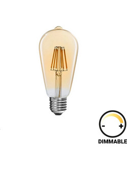 Λαμπτήρας LED ST64 Bulb pakoworld dimmable 8W E27 2700K amber - PAKOWORLD