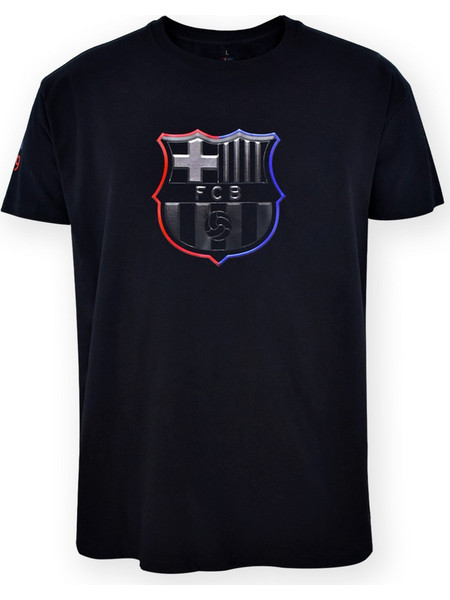 FC Barcelona Official T-Shirt - Black 'Eblack' Crest Print - Size M (5001CEB)