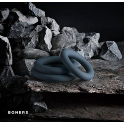 Boners Piece Cock Ring Σετ Ελαστικά Δαχτυλίδια Πέους Σιλικόνης Γκρι 3τμχ