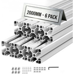 VEVOR 6PCS 4040 Aluminum Extrusion Profile, 78.74 Inch 2000 mm, T Slot European Standard Anodized Linear Rail, High-Strength Extruded Aluminum Rail, for 3D Printer Parts and CNC DIY Workbench, Silver