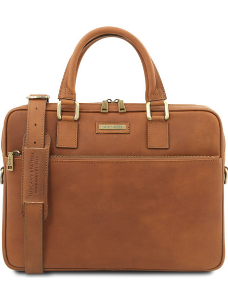 Ferrara Leather laptop briefcase - Φυσικό