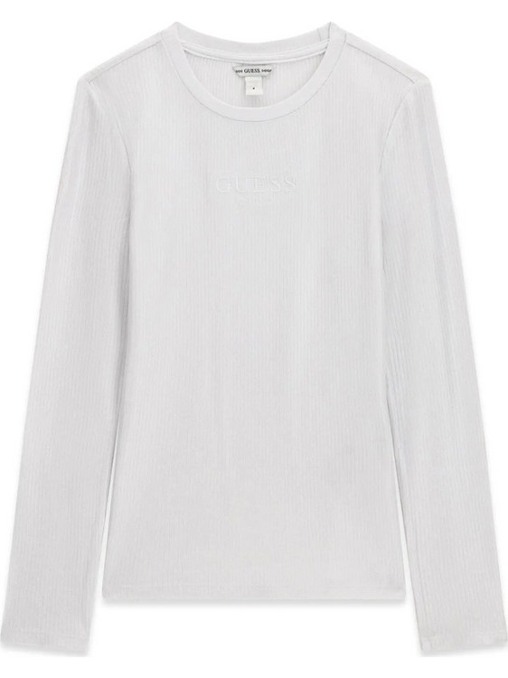 Guess Slim Ls Coated Rib Παιδικό T-Shirt Μακρυμάνικο Λευκό J6BI13K5795-G011