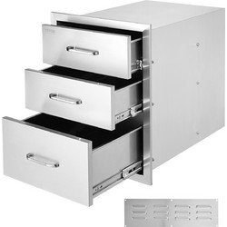 VEVOR 18x23 Ίντσες Εξωτερική Κουζίνα από Ανοξείδωτο Χάλυβα Τριπλά Συρτάρια Πρόσβασης BBQ με Λαβή Χρωμίου, 18 x 23 x 23 Ίντσες 18X23YC3CBXGCTG01V0