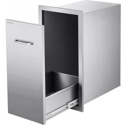 VEVOR Outdoor Kitchen Trash Drawer, 13.54"W x 19.61"D x 25.79"H Interior Storage, Multi-Purpose Outdoor Kitchen Drawers Stainless Steel, 55 lbs Max Capacity per Tier, for Outdoors BBQ Island Kitchens